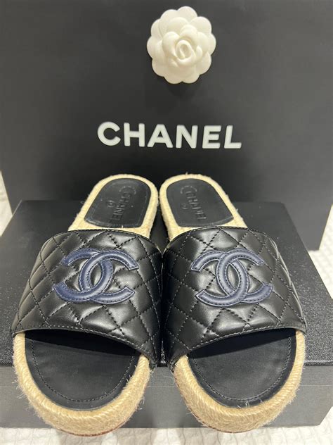 chanel espadrilles slides|chanel espadrilles discount.